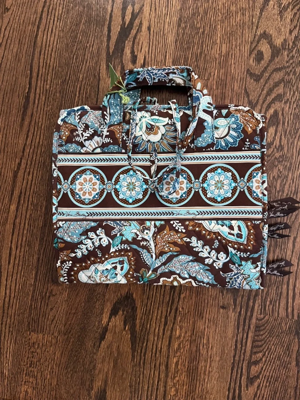 Vera Bradley Hanging Travel Organizer Java Blue Quilted Cotton Cosmetic Bag NWT